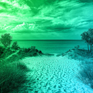 Beach Scene for Poppa Gnomes Post - Blue to Green Gradient