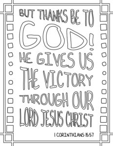 Coloring Page Freebie - 1 CORINTHIANS 15:57 - Gnome Wranglers